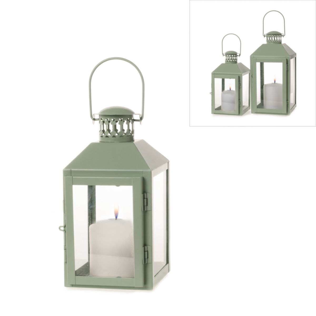 Laterne mit Henkel 19cm mint grün