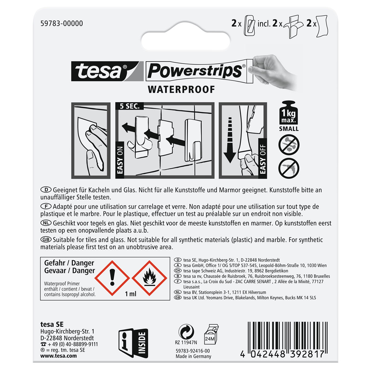 Tesa Powerstrips Waterproof Haken Small Metall und Plastik Bild 2
