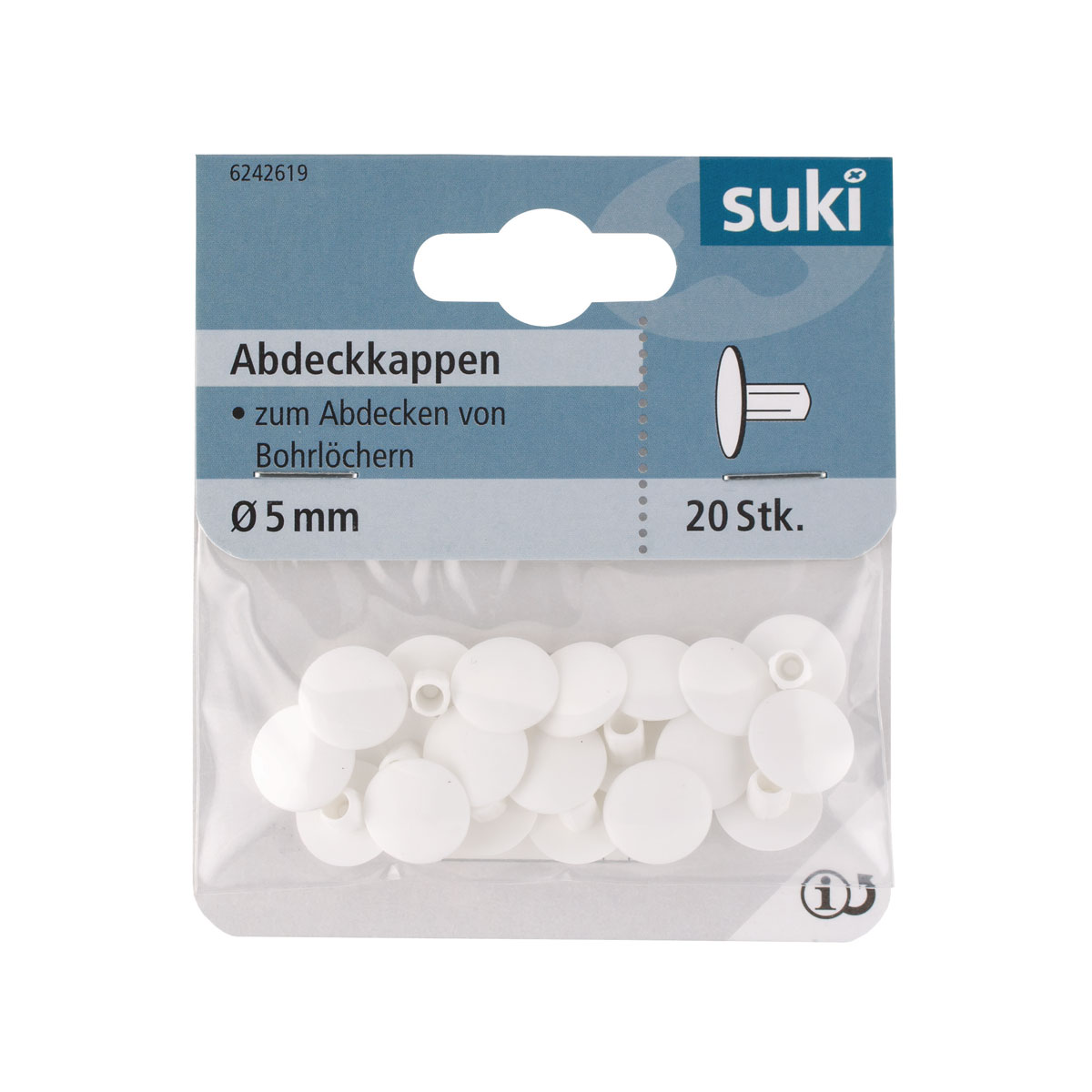 Suki Abdeckkappe Kunststoff Durchmesser 5 mm weiß 20 Stück Bild 1