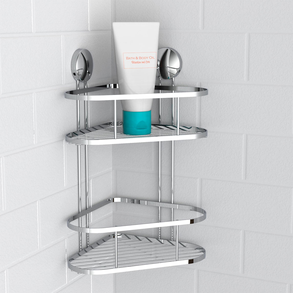 Schütte Dusch-Eckablage 2 Etagen Chrom zum Kleben oder Schrauben Bild 4