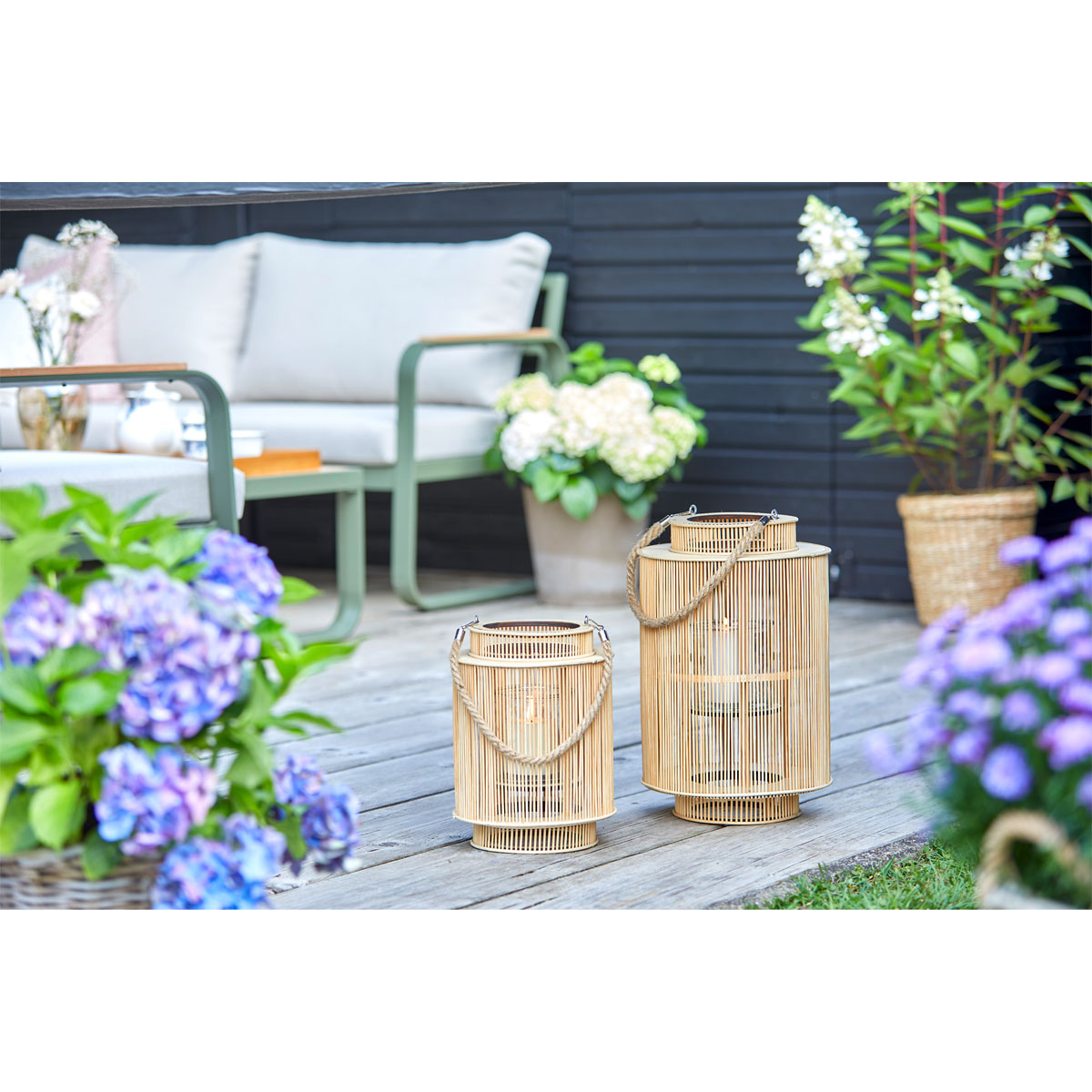 Windlicht Bambus mit Jutehenkel 22 x 29 cm Bild 4