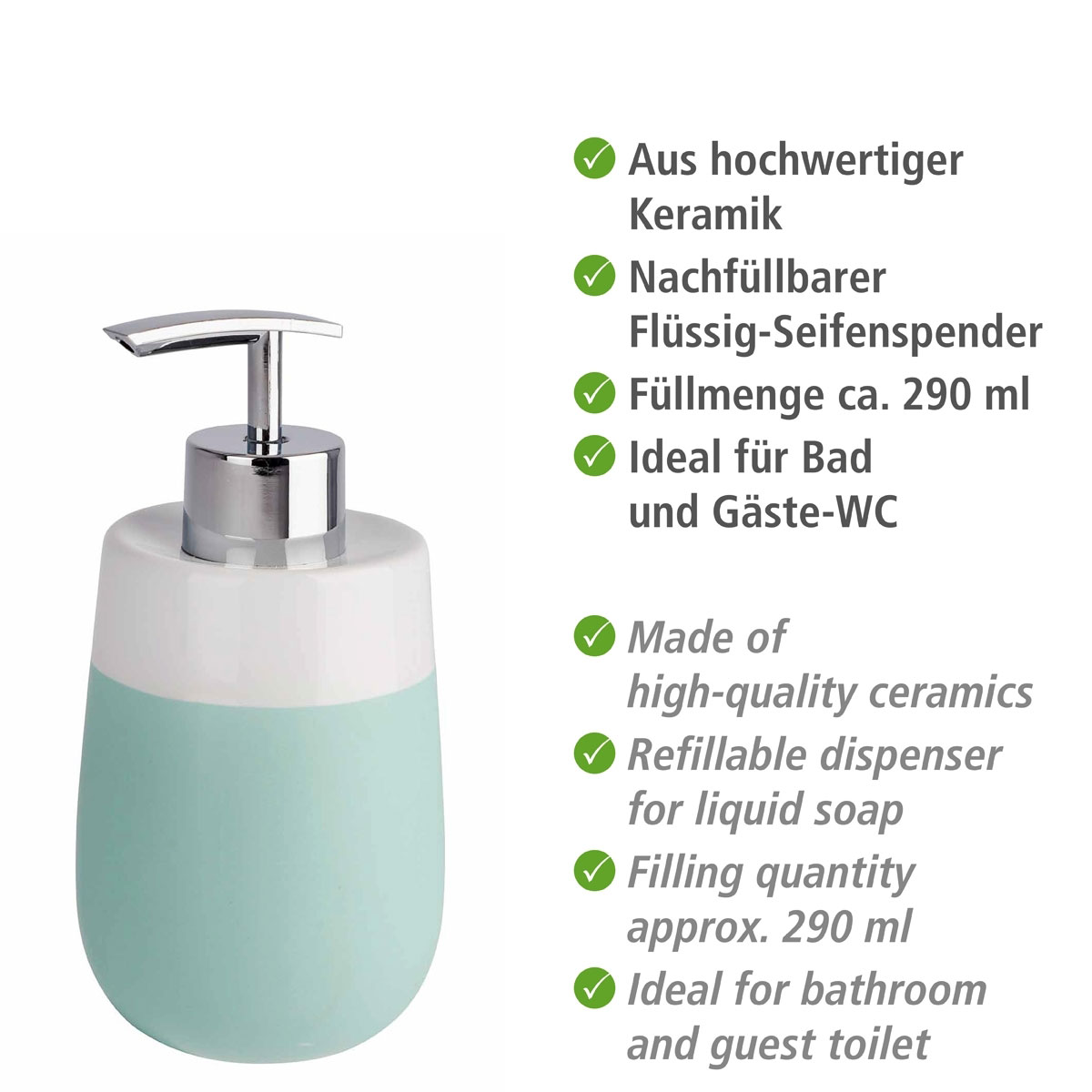 Wenko Seifenspender Malta mint/weiß 290 ml Bild 2