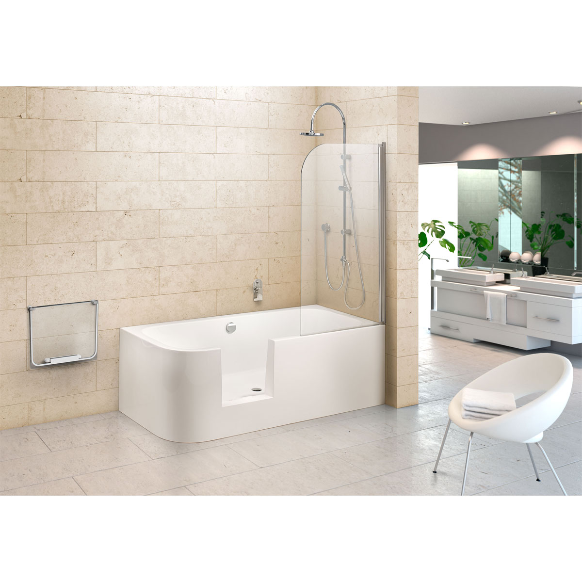 Ottofond Dusch-Badewanne Free Gate Mod B herausnehmbare Tür mit Wassereinlauf Bild 3
