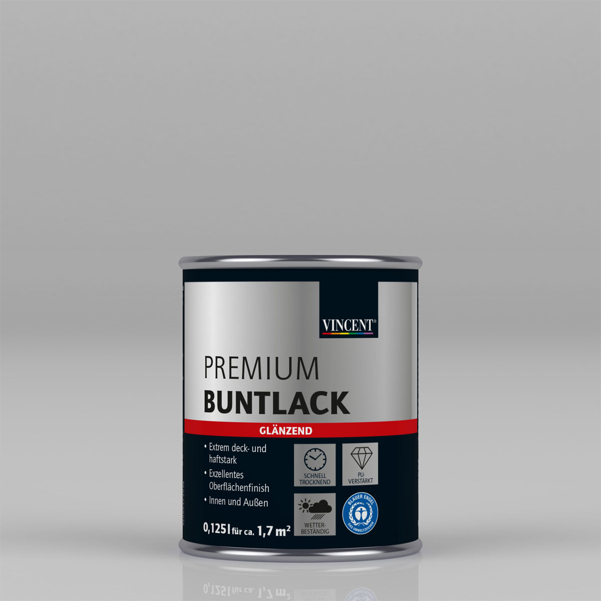 Vincent Premium Buntlack RAL 7001 silbergrau glänzend 125 ml Vincent Premium Buntlack RAL 7001 silbergrau glänzend 125 ml
