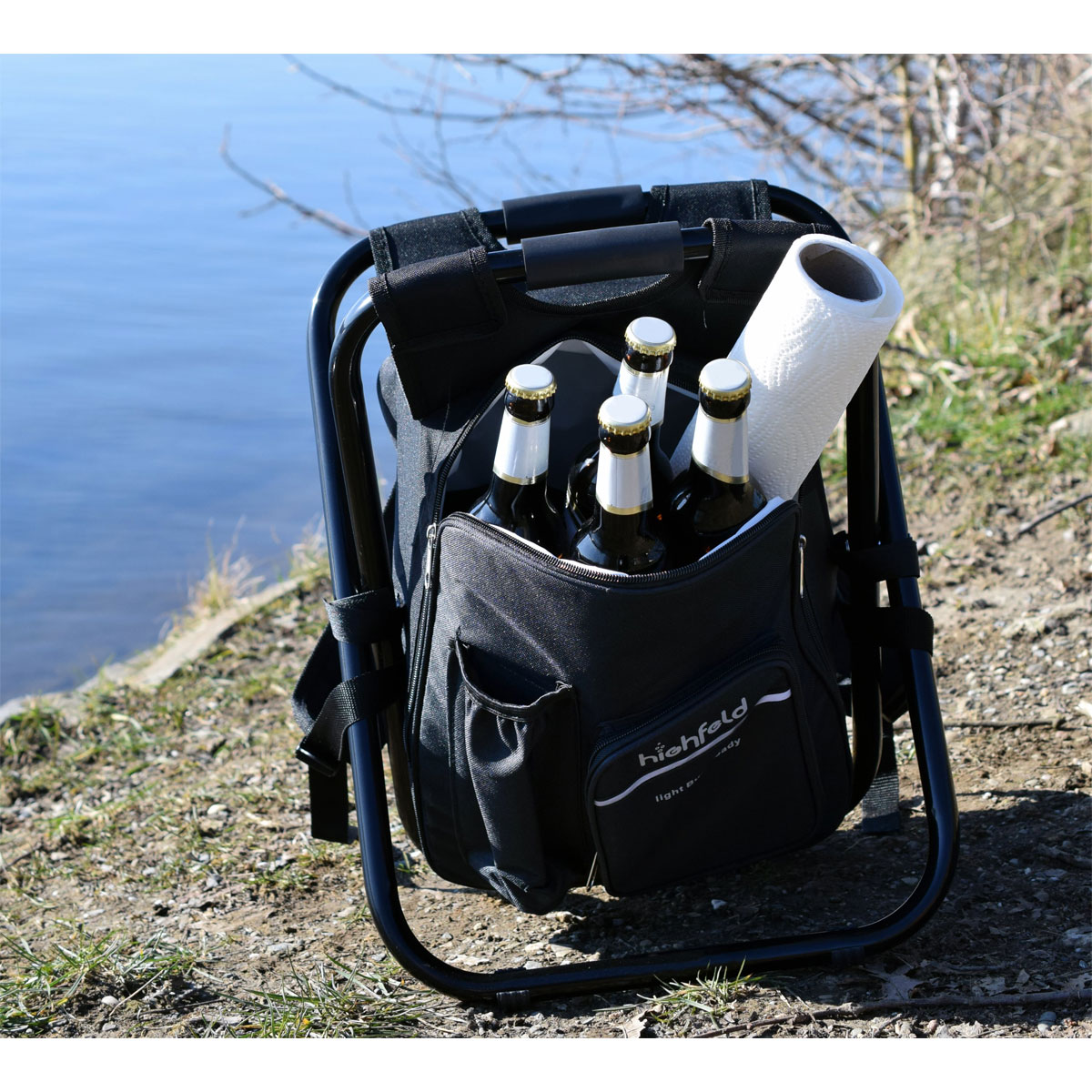 highfeld 3 in 1 Camping Stuhl mit Rucksack und Kühltasche black Bild 7