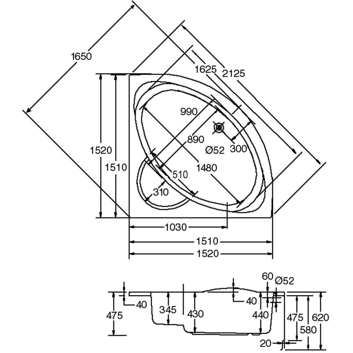 Ottofond Eckwanne Sardinia 151 cm weiß Bild 3