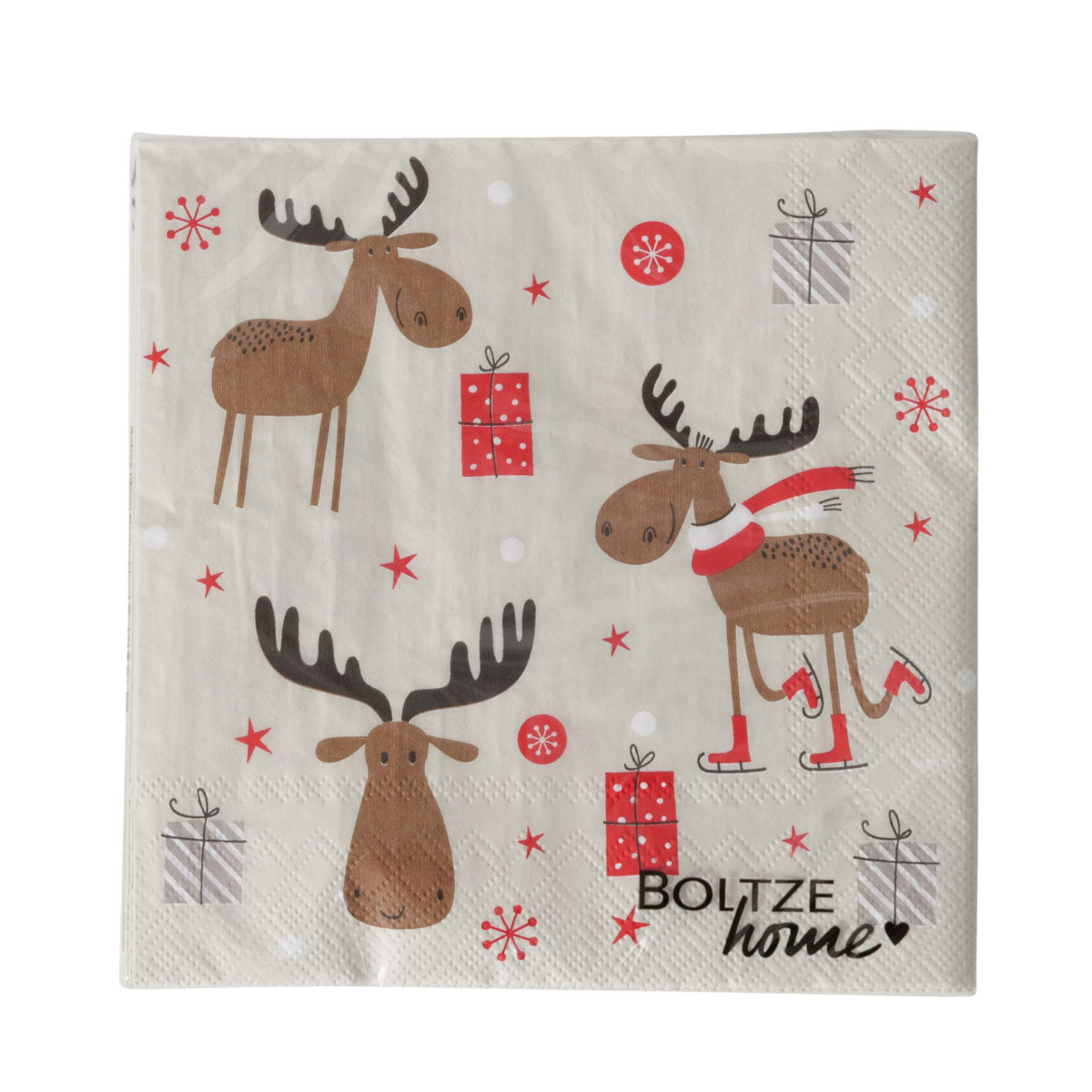 Servietten Joey 20teilig sortiert Quadrat17 x 17 x 3 cm beige braun rot weiss Bild 3