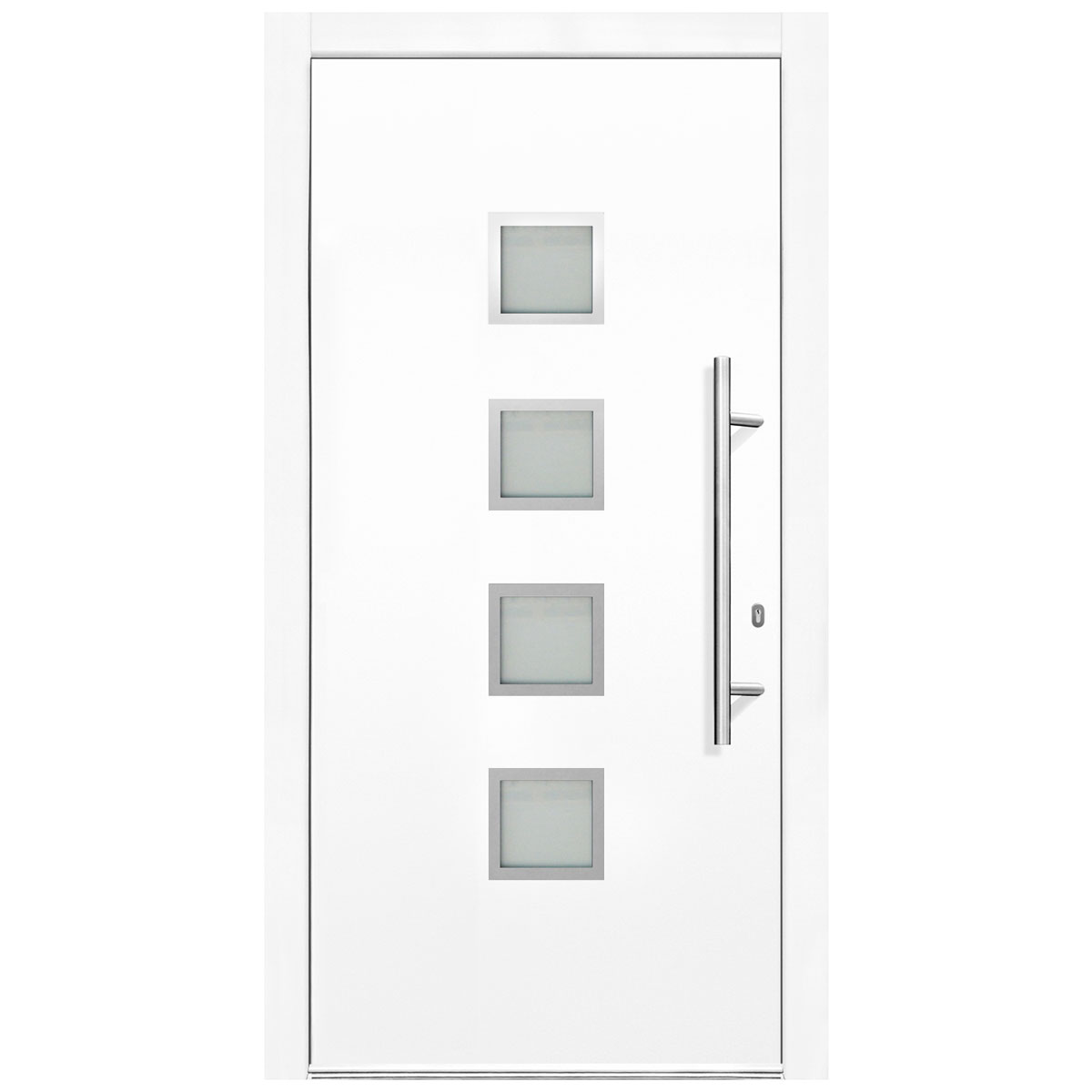 Kunststoff-Haustür Prestige KP08 DIN R weiß 110 x 210 cm