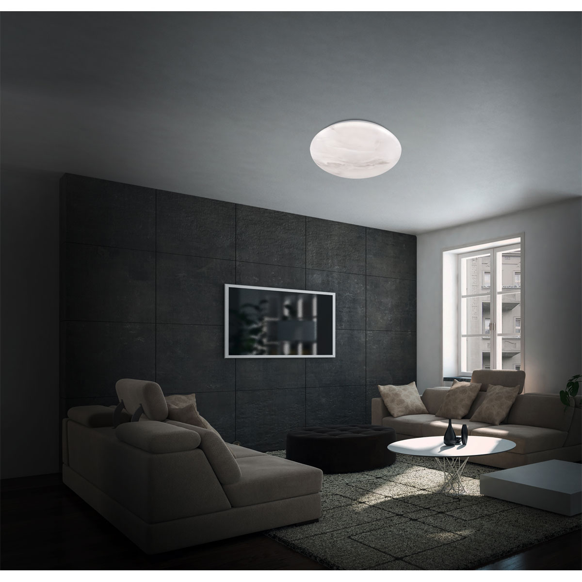 Basic LED Deckenleuchte Marble D28cm 12W 4000K weiss-marmoriert Bild 3