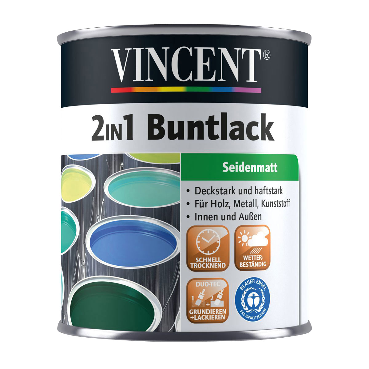 Vincent 2in1 Buntlack Rapsgelb seidenmatt 125 ml Bild 1