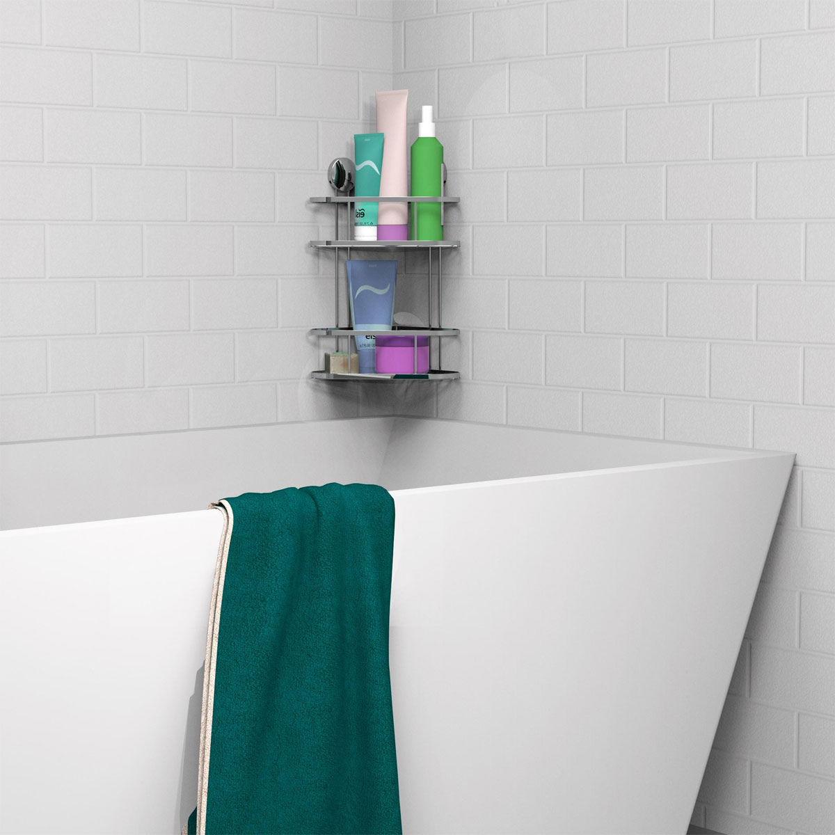 Schütte Dusch-Eckablage 2 Etagen Chrom zum Kleben oder Schrauben Bild 6