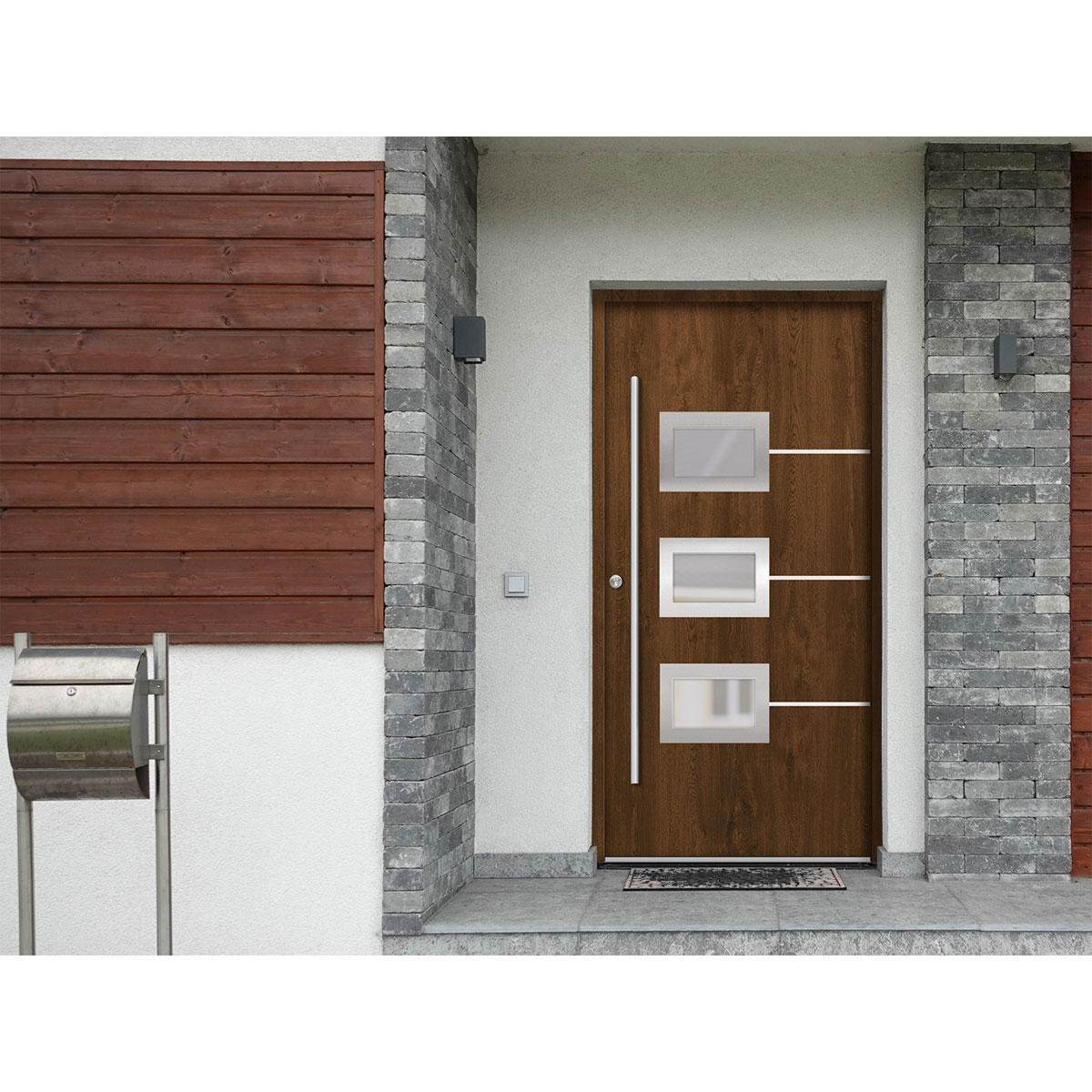 SplenDoor  Premium-Haustür Passivedoor Bergen energiesparend nussbaum 100 x 200 cm links Bild 2