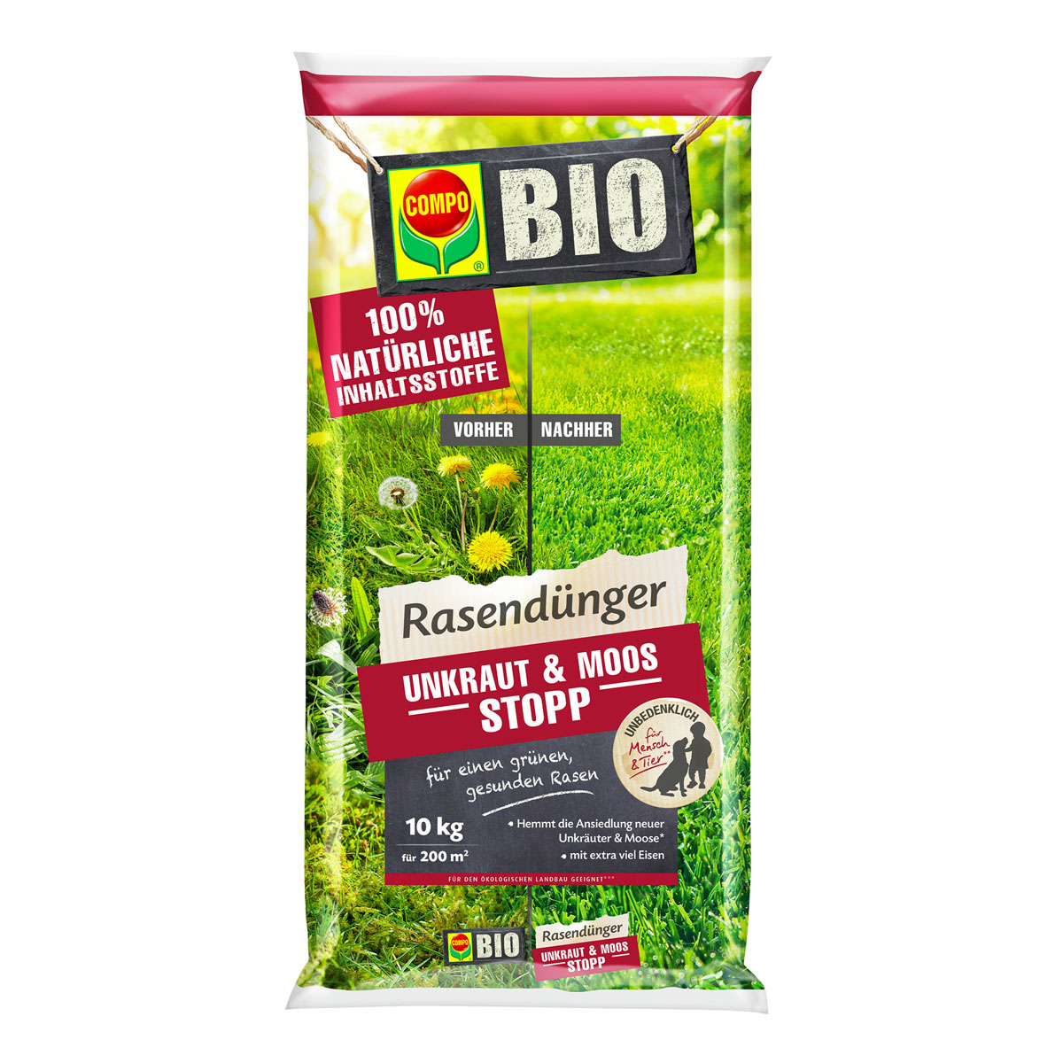 Compo BIO Rasendünger Unkraut & Moos 10 kg für 200 m²