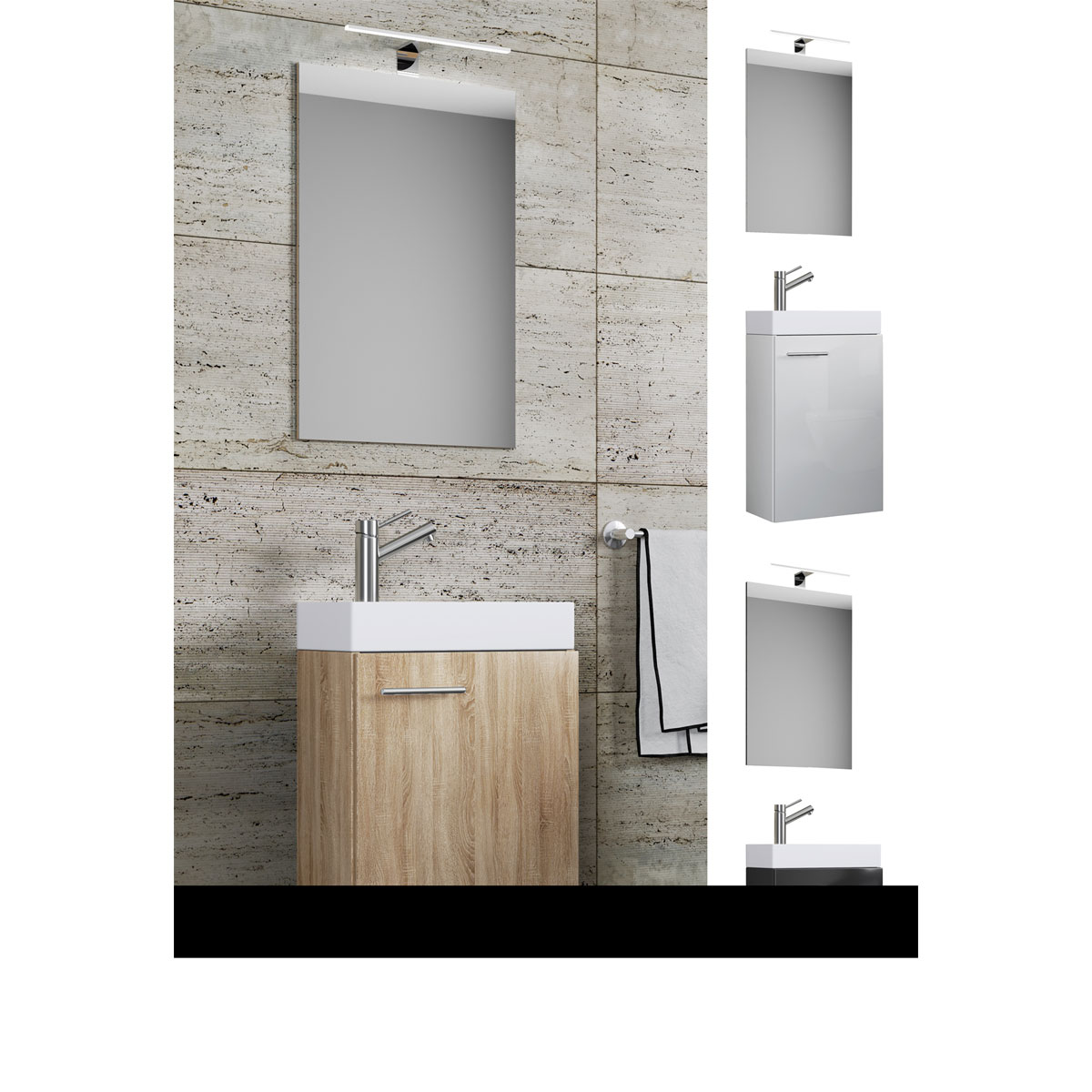 Gäste-Waschplatz Slito mit Spiegelschrank inkl Beleuchtung Sonoma-Eiche Bild 4