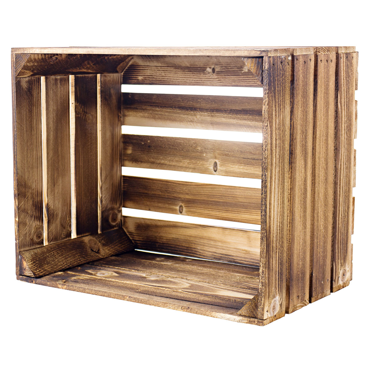 Holzkiste geflammt braun 50 x 40 x 30 cm