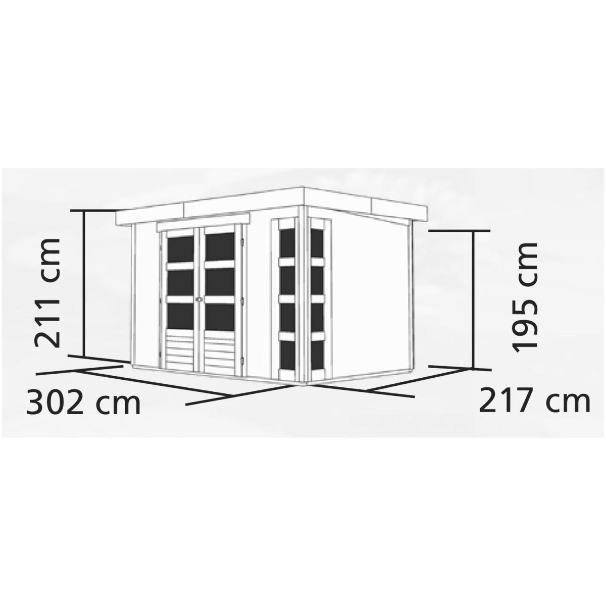 Karibu Gartenhaus-Set Kerko 4 mit Anbaudach 2,8 m terragrau Bild 4