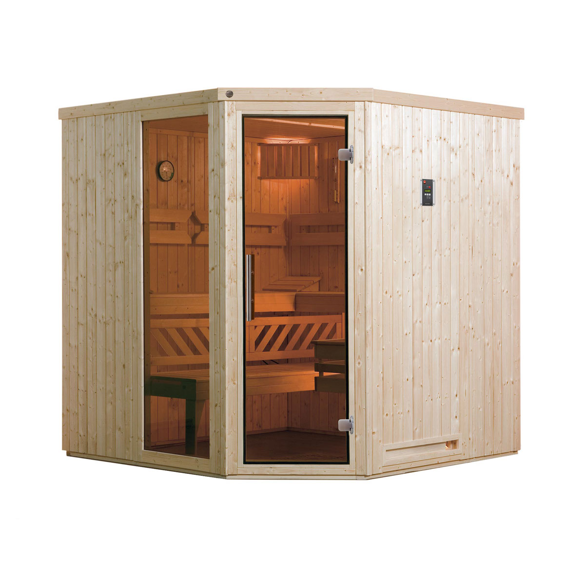 Weka Elementsauna Varberg Größe 2 Sparset 7,5 kW Bio S Glastuer und Fenster