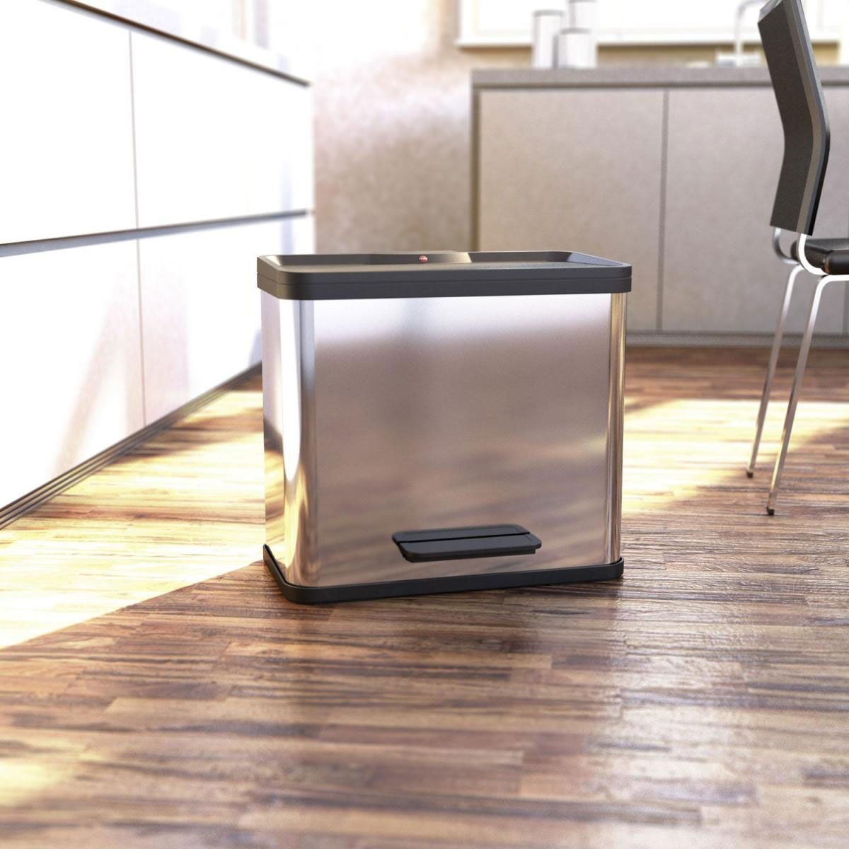 Hailo Trenn-Mülleimer Oeko Duo Plus L 17+9 L silber Bild 2