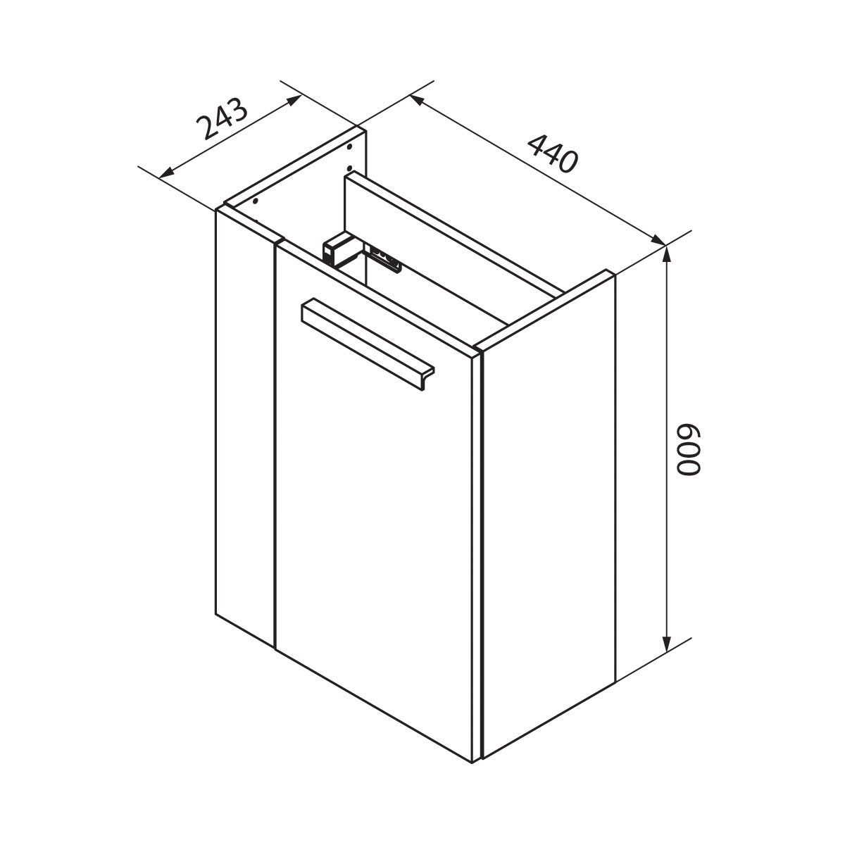 Fackelmann  Gäste-WC Waschtischunterschrank rechts SBC 440 x 600 x 243 mm Graueiche Bild 9