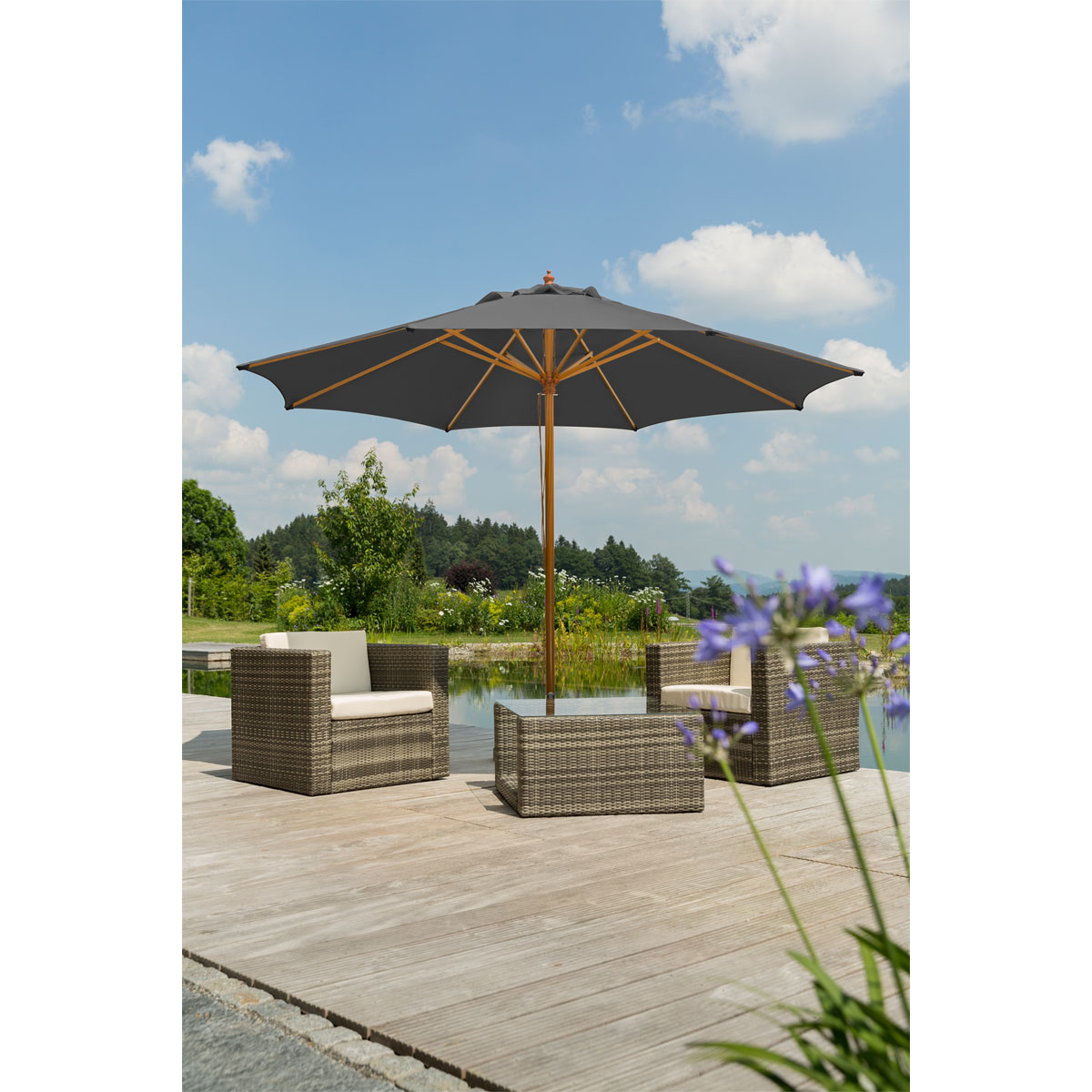 Schneider Schirme Sonnenschirm Malaga Durchmesser 300 cm anthrazit Bild 2