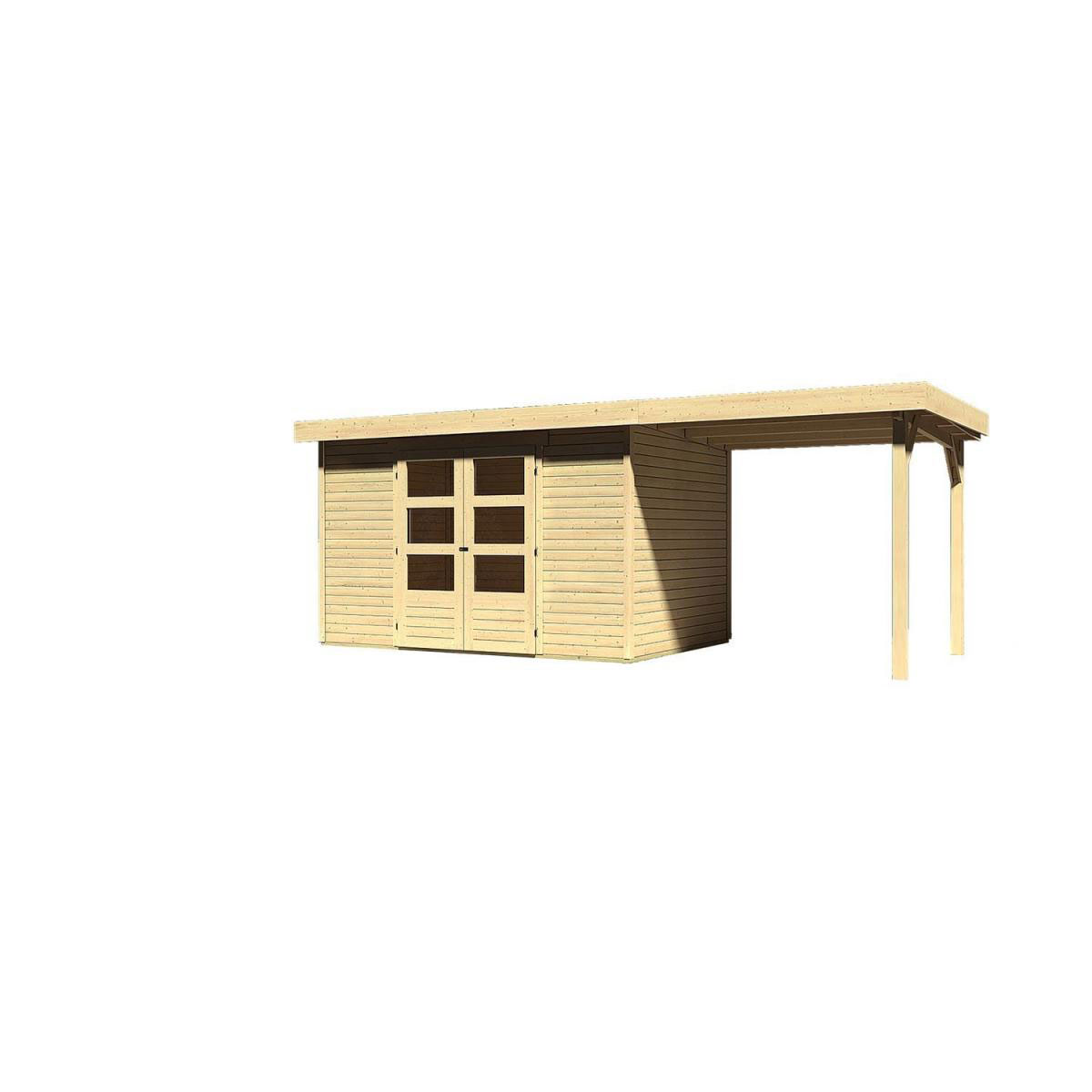 Karibu Gartenhaus Askola mit Anbaudach 225 cm naturbelassen 302 x 217 x 211 cm Bild 4