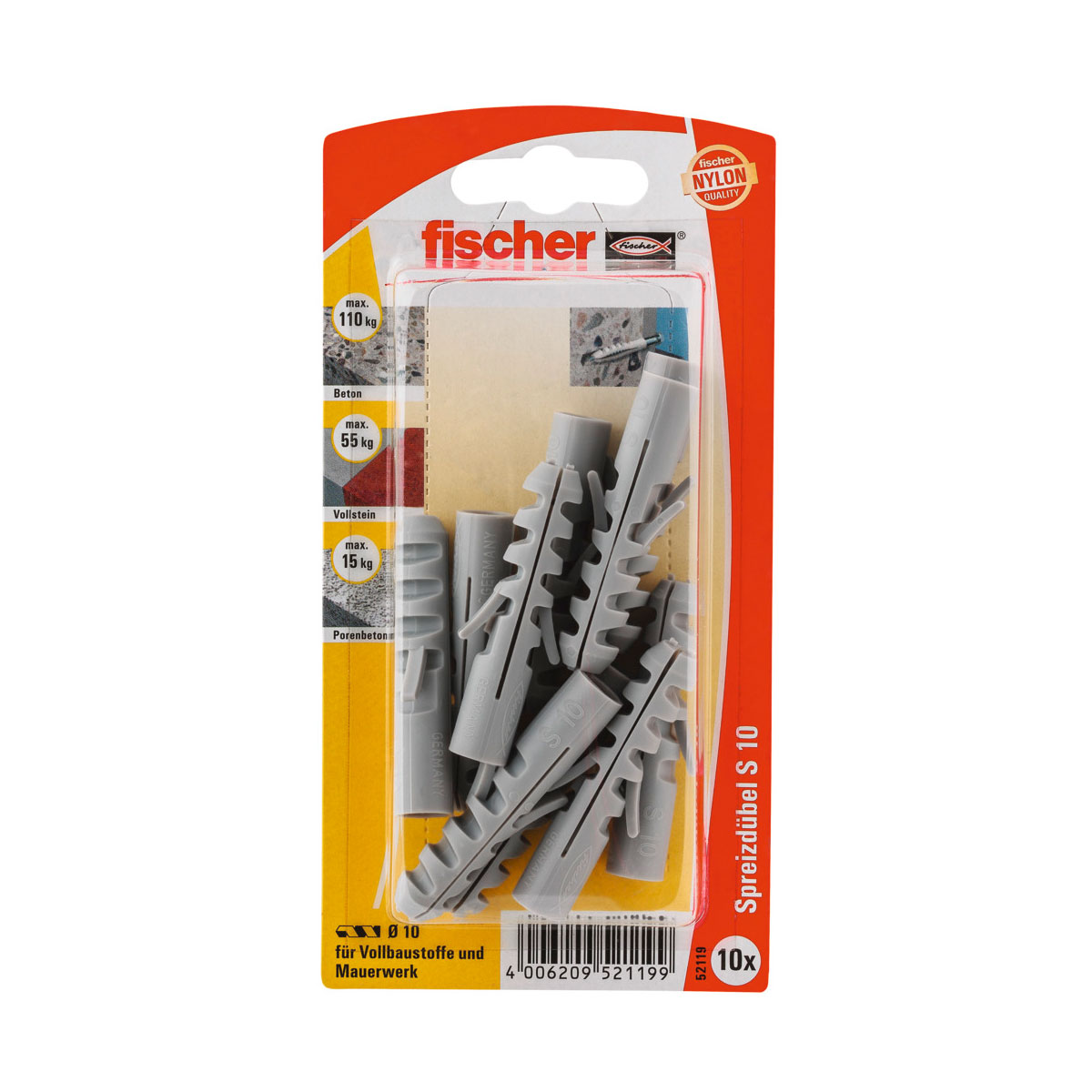 Fischer  Spreizdübel S 10 10 Stück