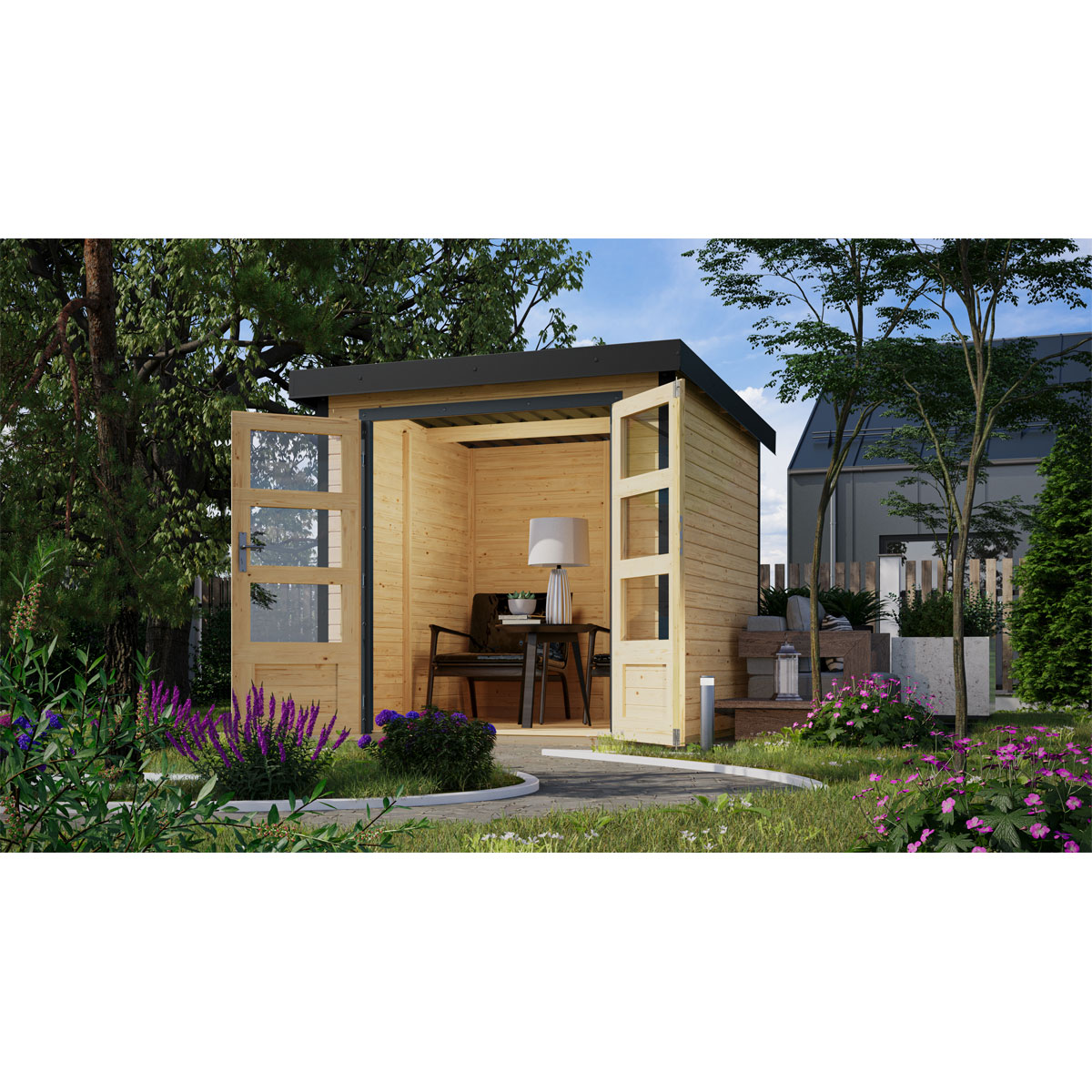 Gartenhaus "Jupiter A" naturbelassen / anthrazit Bild 2