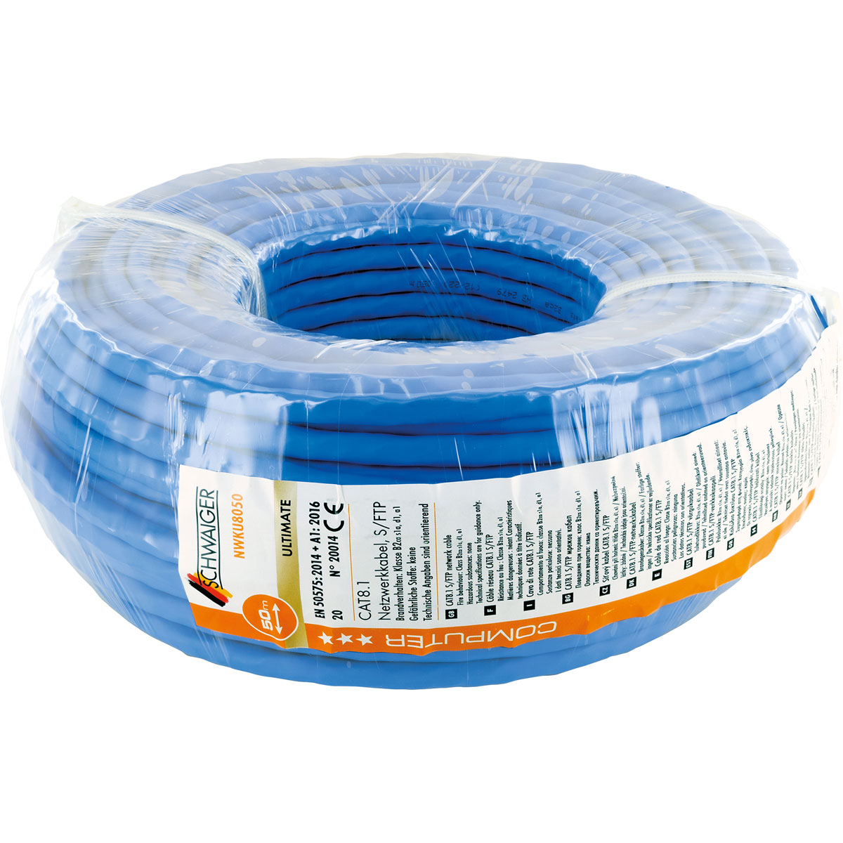 Schwaiger  Netzwerkkabel CAT8.1 50 m blau Bild 4