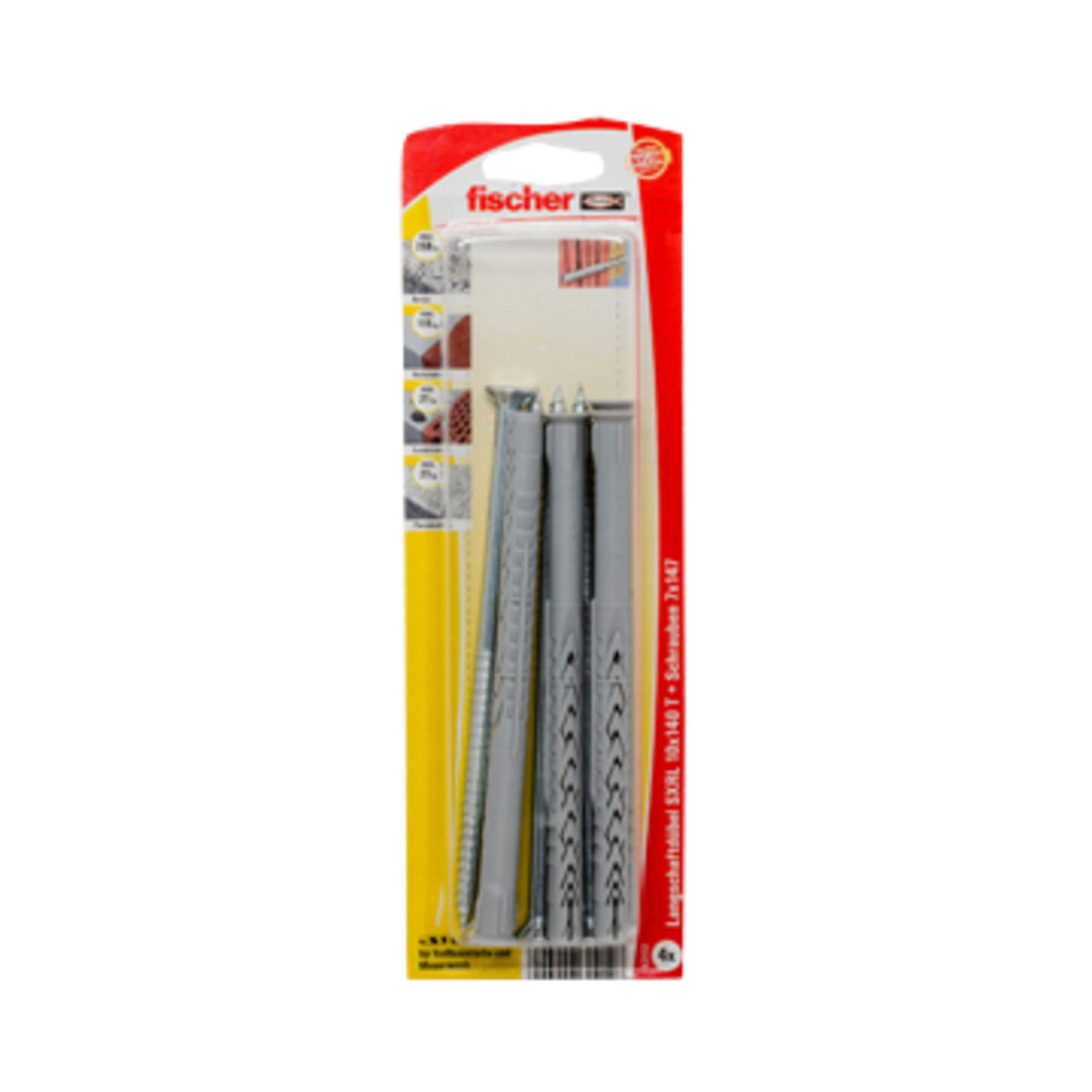 Fischer Langschaftdübel SXRL 10 x 140 mm T-Senkkopfschraube 4 Stück