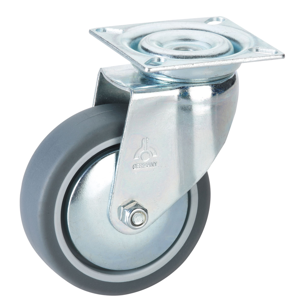 Dörner + Helmer Apparate-Lenkrolle mit TPE-Lauffläche und Fadenschutz 75 x 25 mm mit Platte