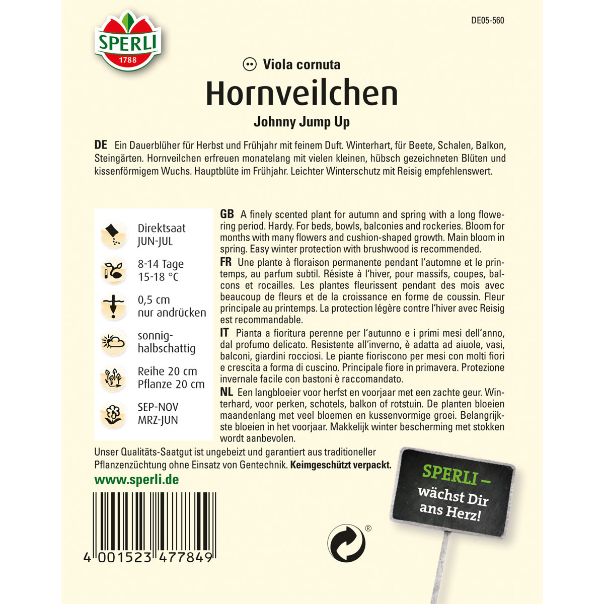Sperli Hornveilchen Johnny Jump up Bild 2
