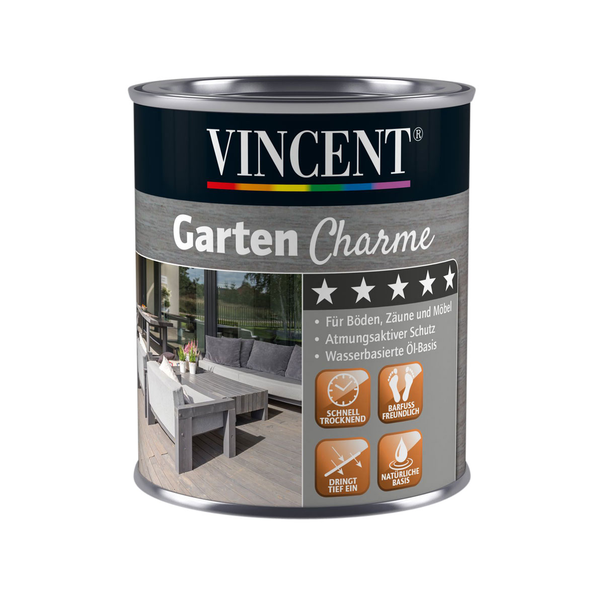Vincent Garten Charme hellgrau 0,75 L