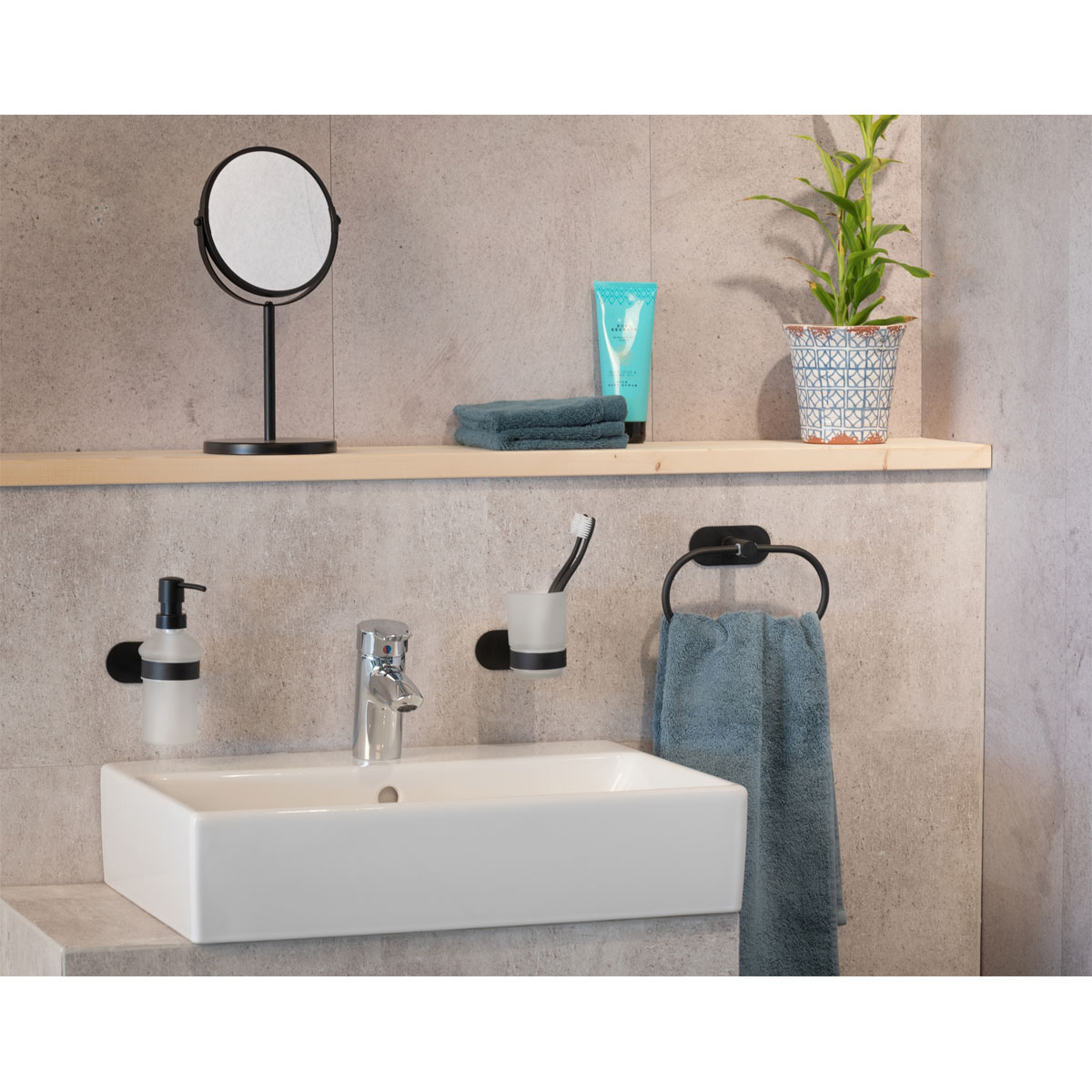 Wenko  Turbo-Loc Edelstahl Zahnputzbecherhalter Uno Orea Black Matt Zahnbürstenhalter Befestigen ohne bohren Bild 7