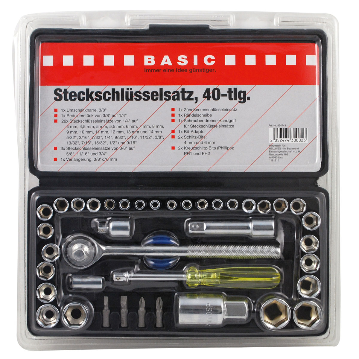 Basic Steckschlüssel-Satz 40-teilig Basic Steckschlüssel-Satz 40-teilig