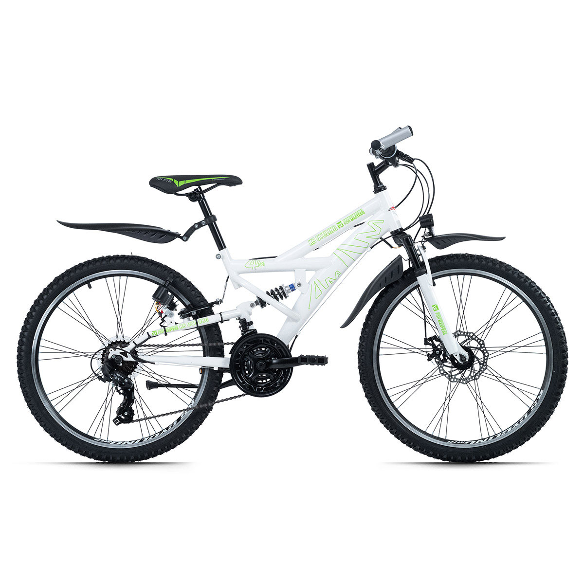Mountainbike Fully 24'' Kinderfahrrad 4Masters Weiss-Grün KS Cycling 116K 