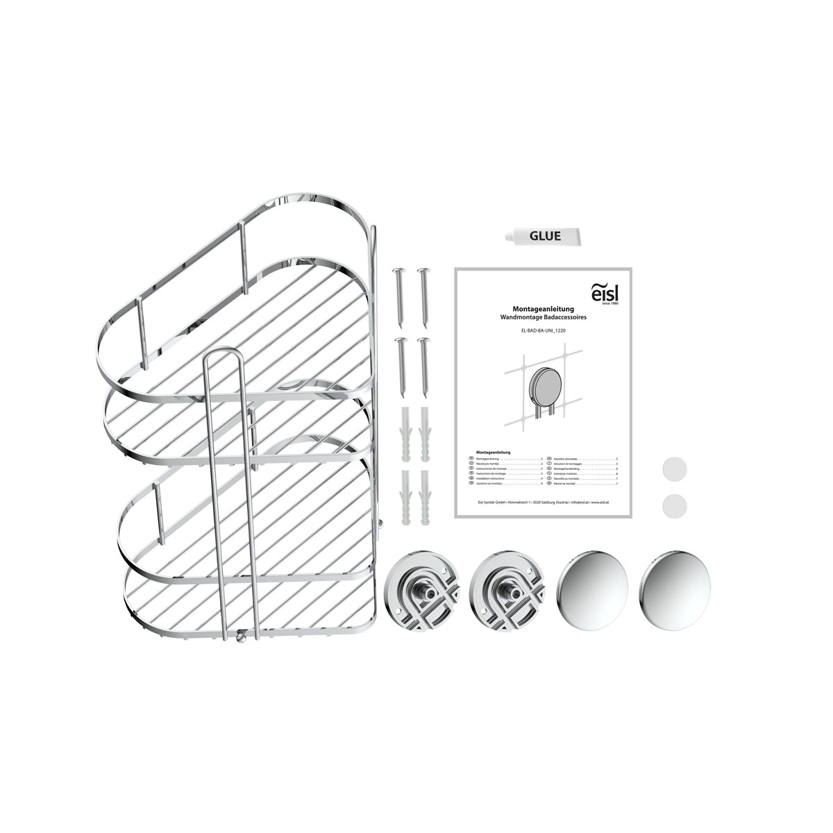 Schütte Dusch-Eckablage 2 Etagen Chrom zum Kleben oder Schrauben Bild 2