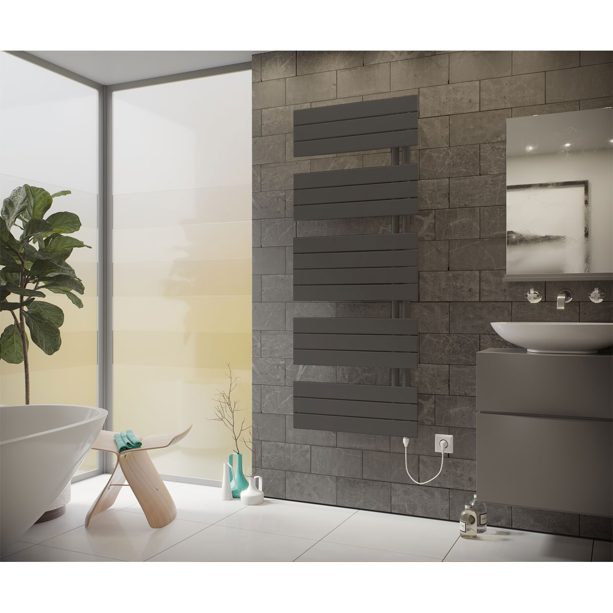 Ximax  Elektrischer Handtuchwärmer P2-Open 1495 x 600 mm 900 Watt Typ 1 Anthrazit Bild 1