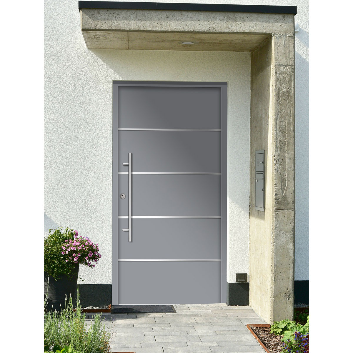 SplenDoor  Premium-Haustür Passivedoor Visby RC2 energiesparend einbruchsicher grau 100 x 210 cm links Bild 2