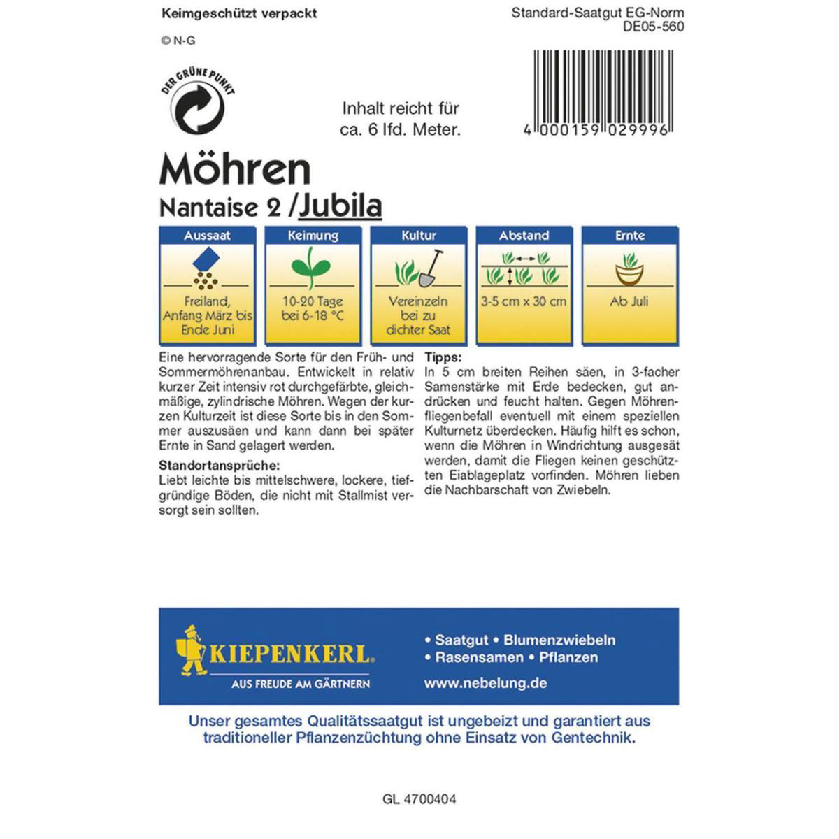 Kiepenkerl Möhren Nantaise 2 Jubila Profi-Line Bild 2