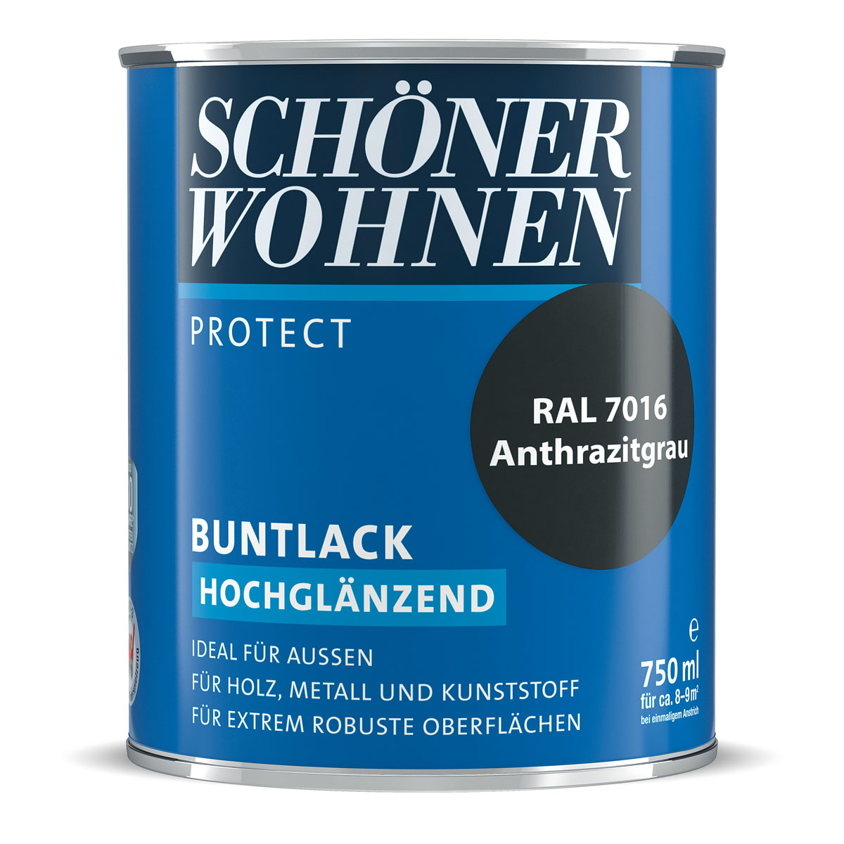 Schöner Wohnen Farbe Buntlack Protect anthrazitgrau hochglänzend 750 ml