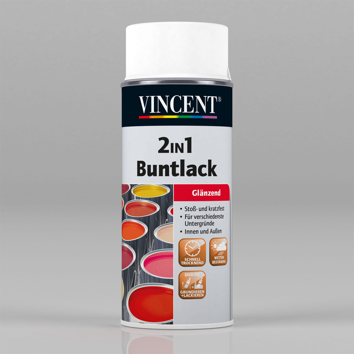 Vincent 2in1 Buntlack Spray Reinweiß glänzend 0,15 L