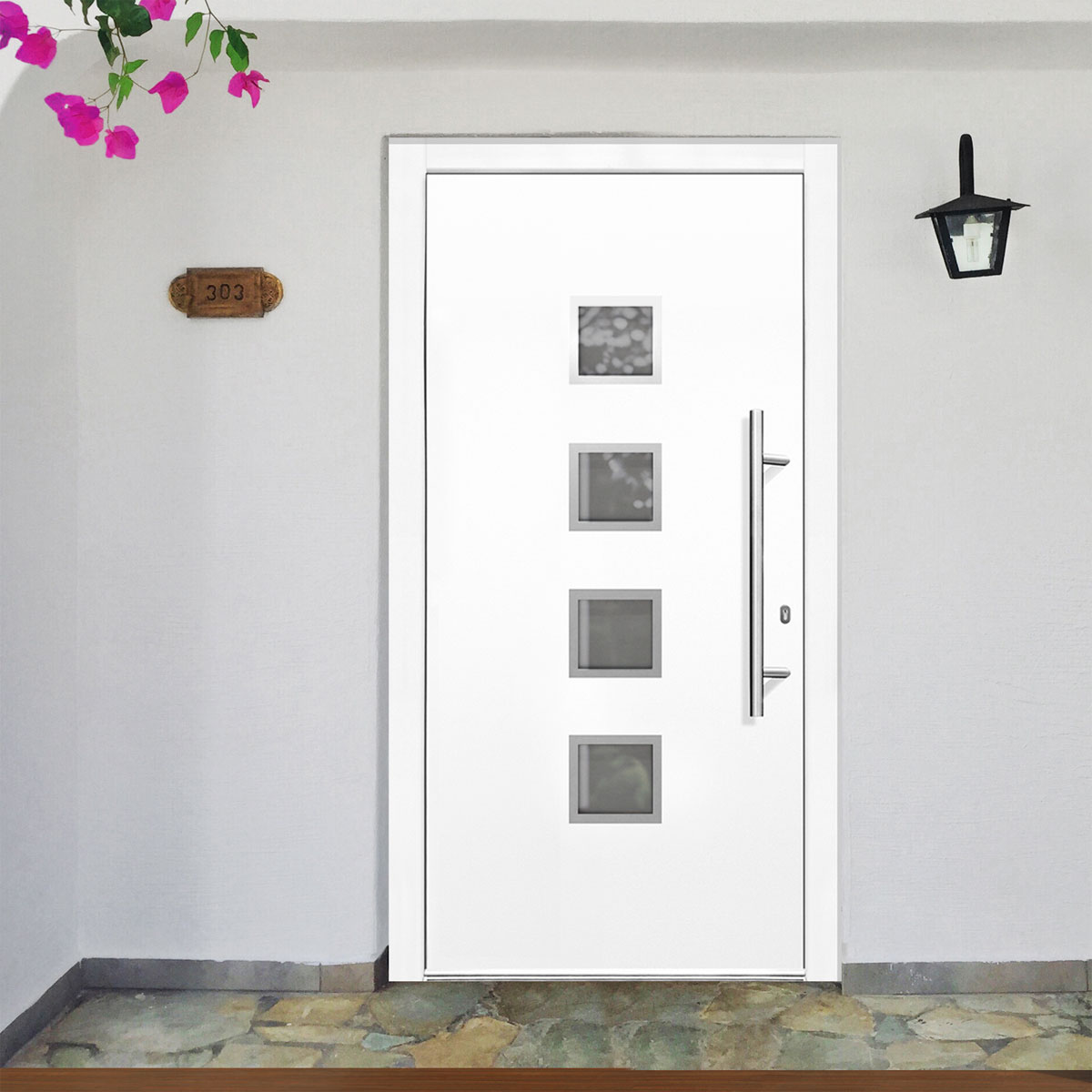 Kunststoff-Haustür Prestige KP08 DIN R weiß 110 x 210 cm Bild 6