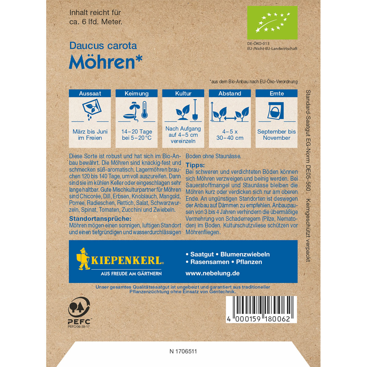 Kiepenkerl BIO Möhre Lagermohre Bild 2