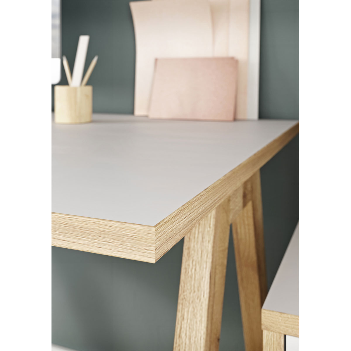 Schreibtisch 160 x 75 x 80 cm weiß/Navarra Eiche Bild 3