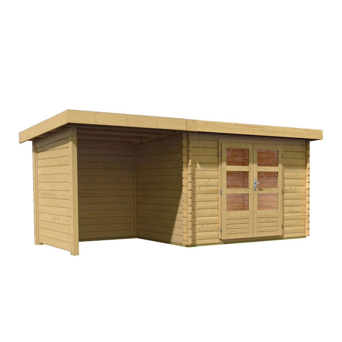 Karibu Gartenhaus Bastrup mit Schleppdach 200 cm und Seiten-/Rückwand naturbelassen 200 x 202 x 202 cm Bild 2