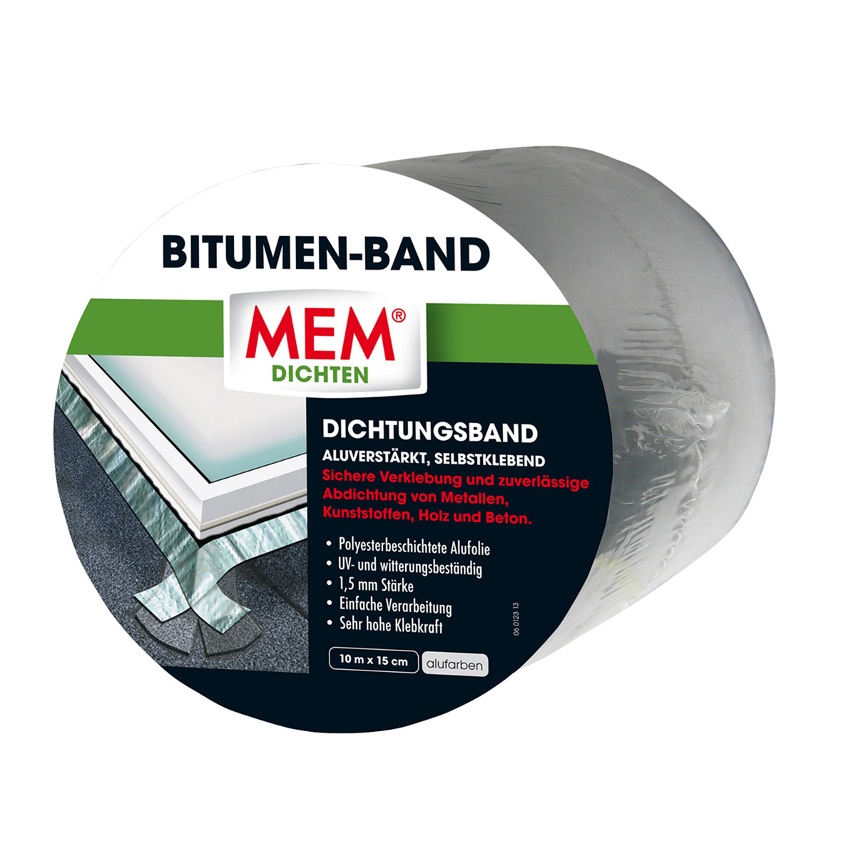 Bitumen-Dichtband, 1000 cm x 15 cm, selbstklebend, alukaschiert             