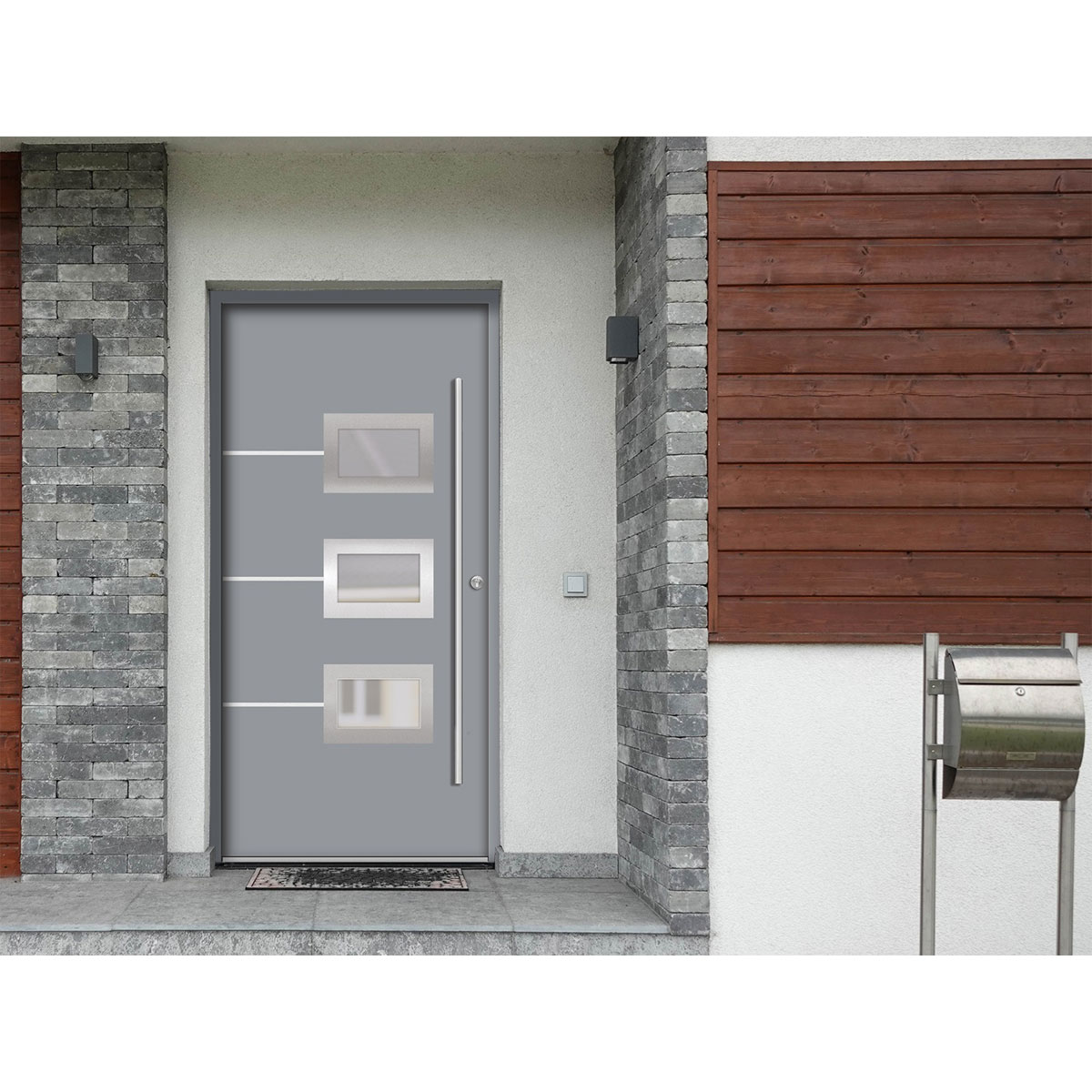 SplenDoor  Premium-Haustür Passivedoor Bergen energiesparend grau 110 x 210 cm rechts Bild 2