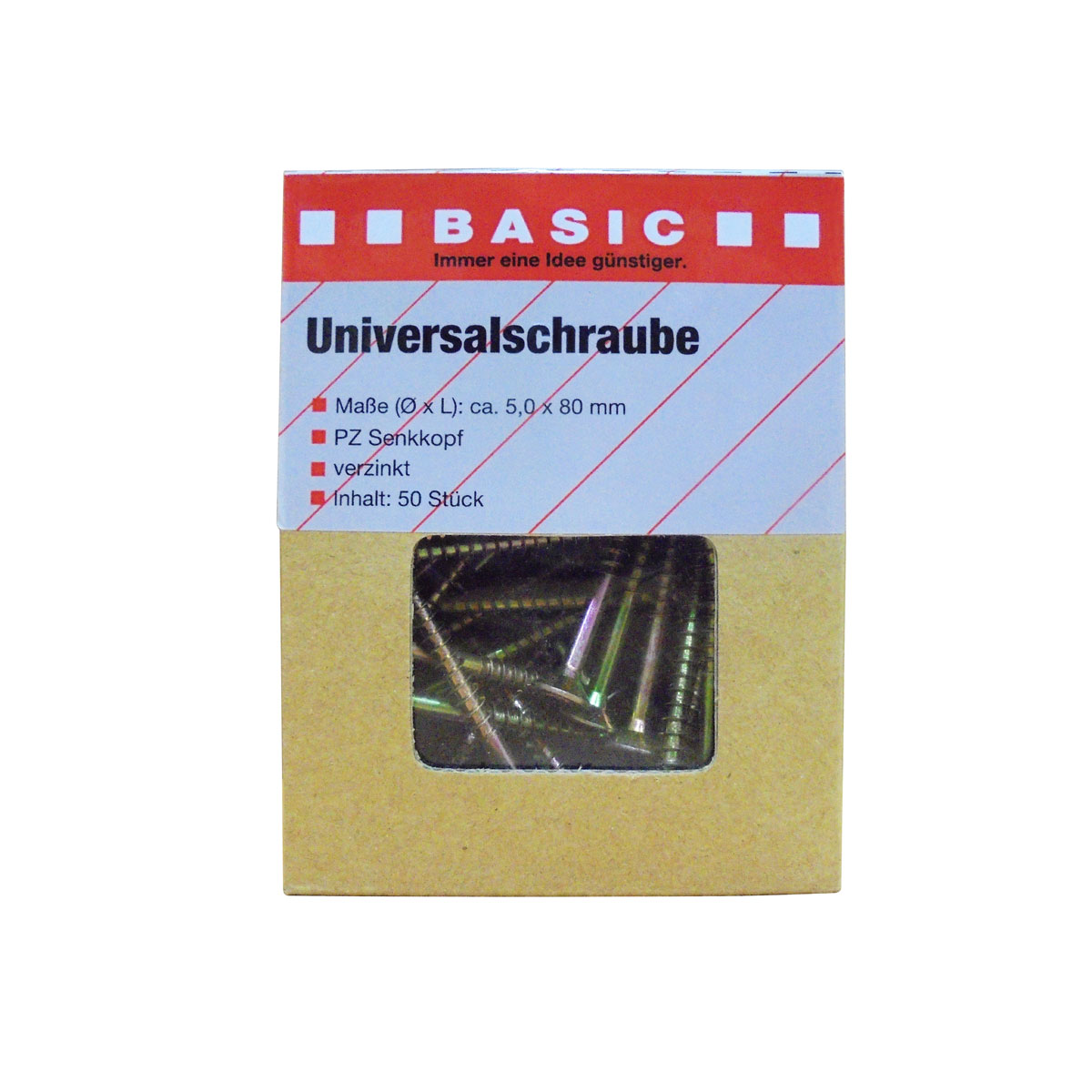 Basic Universalschraube 5,0 x 80 PZ 50 Stück Basic Universalschraube 5,0 x 80 PZ 50 Stück