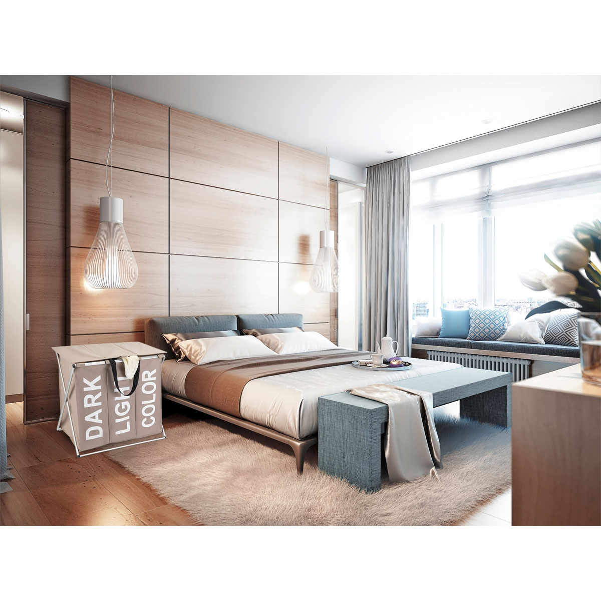 Wenko  Wäschesammler Trio Top Taupe Wäschekorb 118 l Bild 9