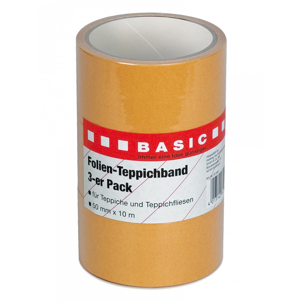 Basic Teppichband Folie 3er Pack 10m x 50 mm
